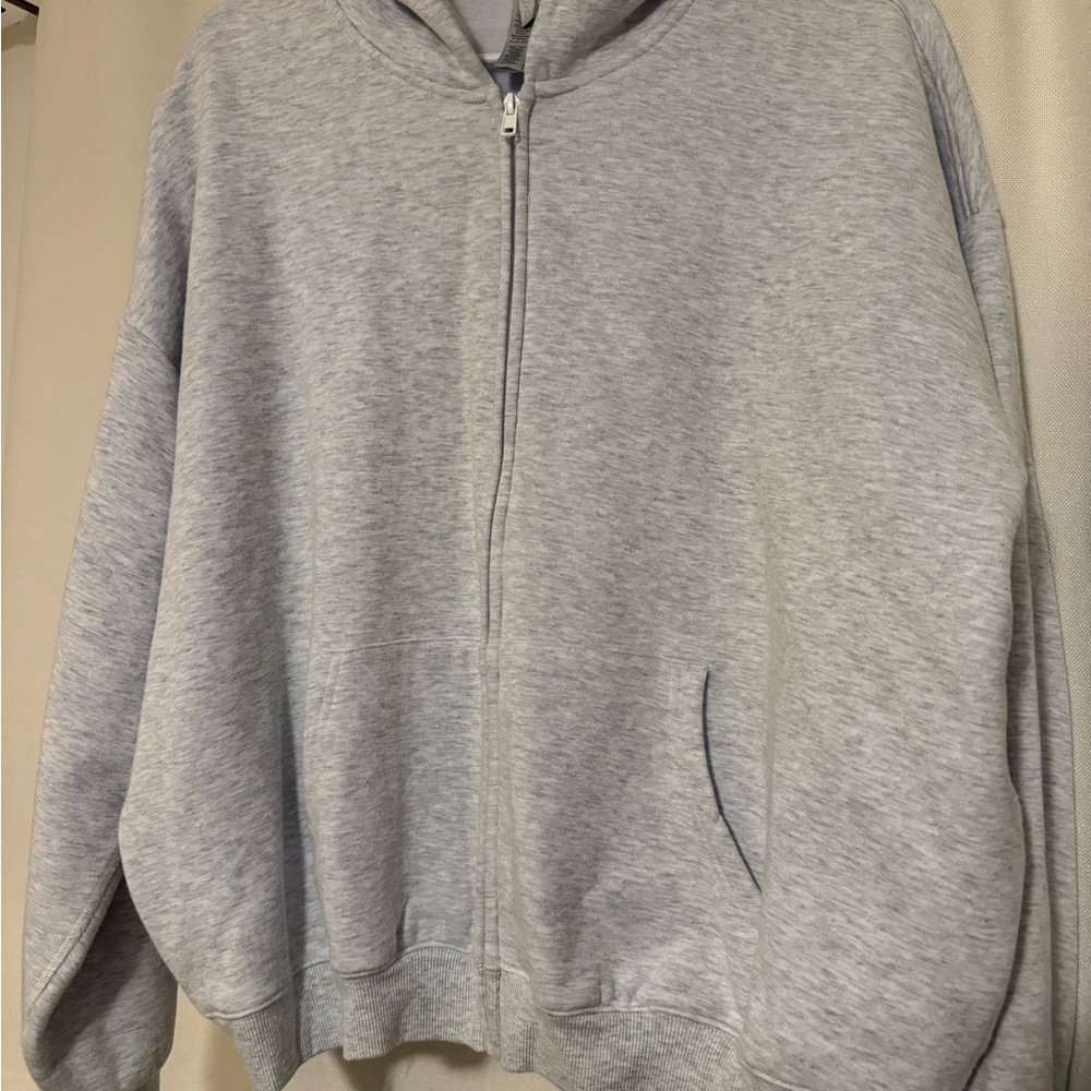 Heathered Gray Zip-Up Hoodie